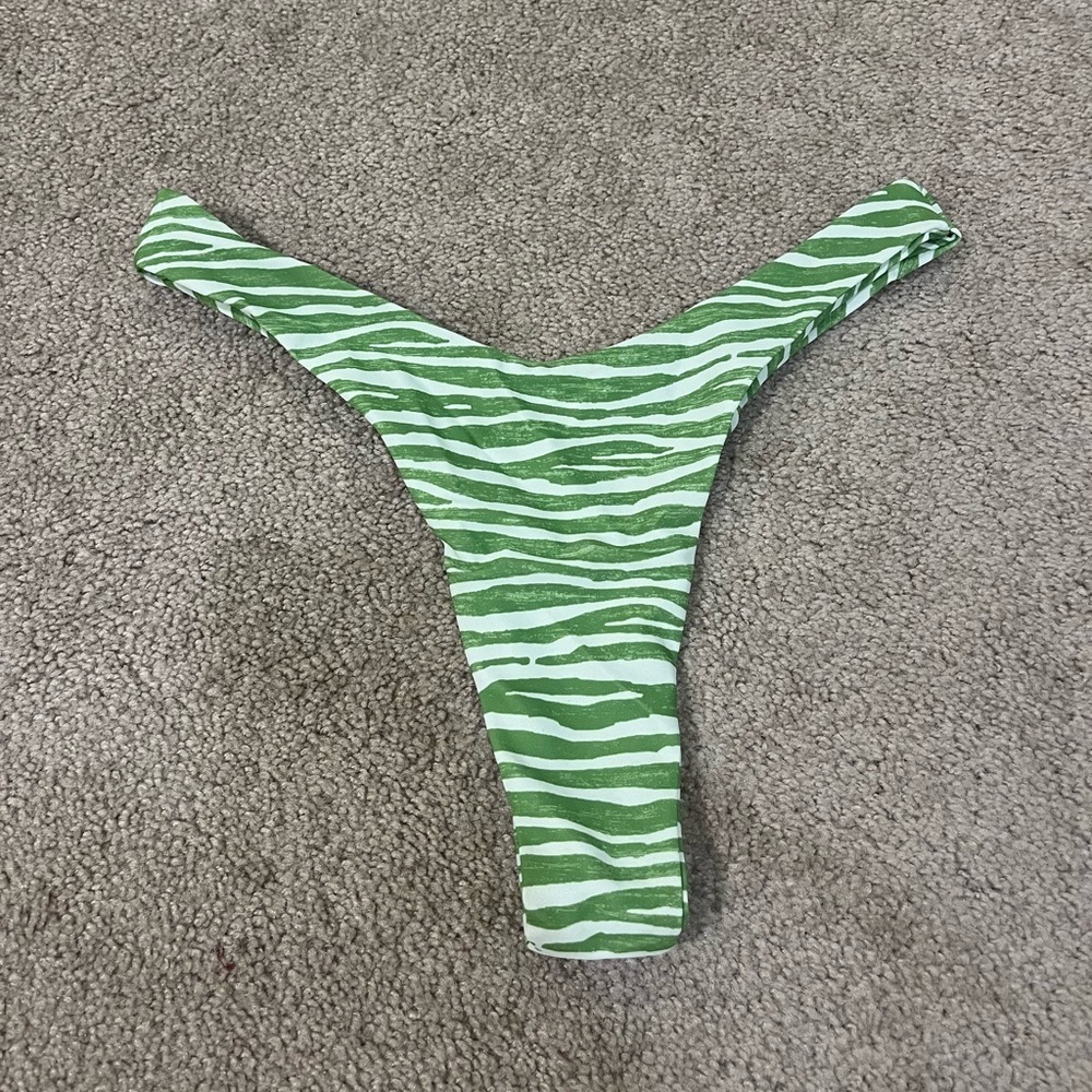 Shein Zebra Print High Cut Thong Swim Bottoms